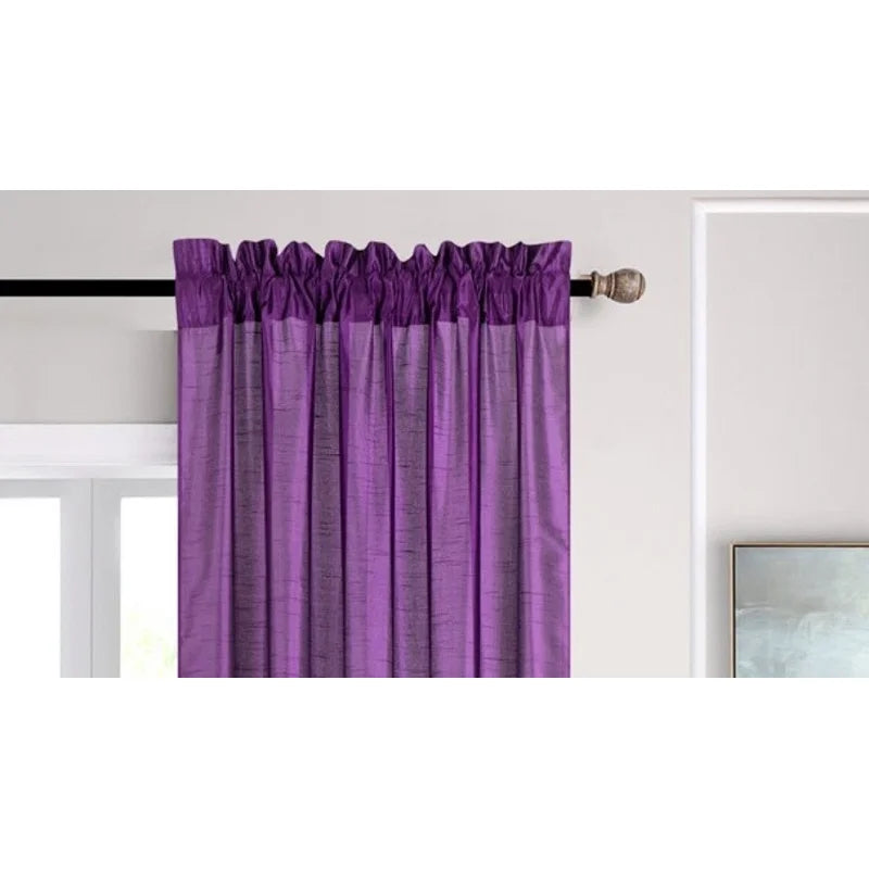 Semi-Sheer Faux Silk Window Curtains 2-Pack - Privacy Light Filter 84" L