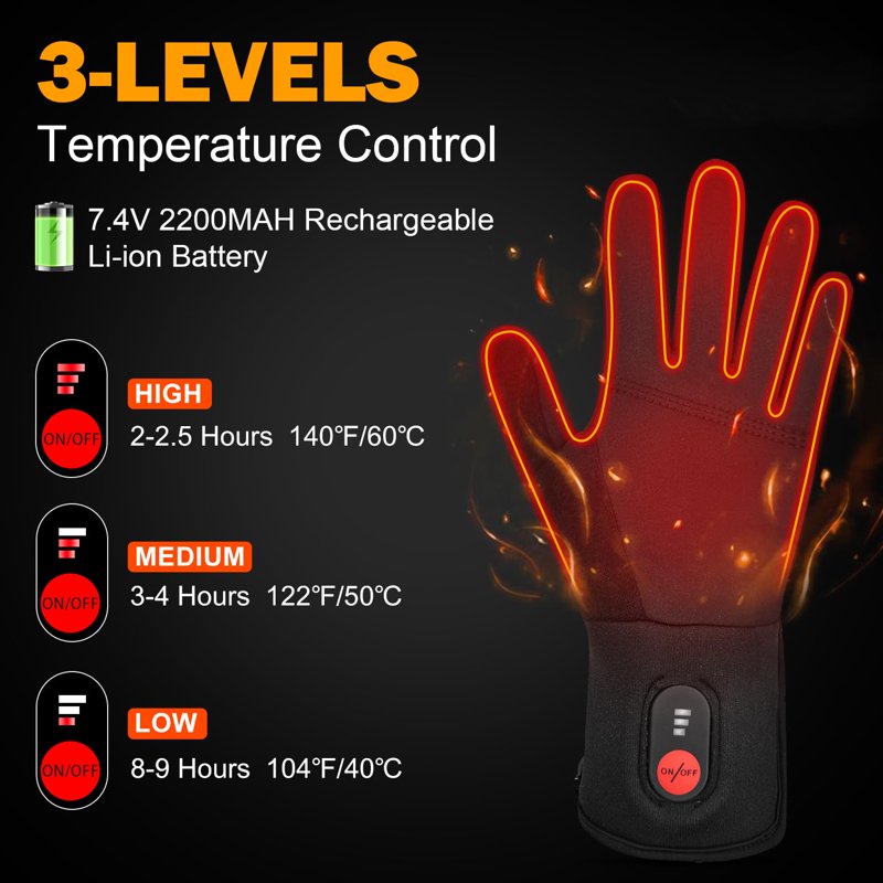 Rechargeable Heated Gloves for Ski Cycling Hunting Men Women - Thermal Waterproof