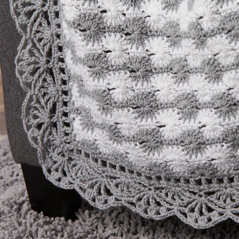 Crochet Throw Kit with Pattern and Yarn - Cloudburst Design, 41x52 Inches
