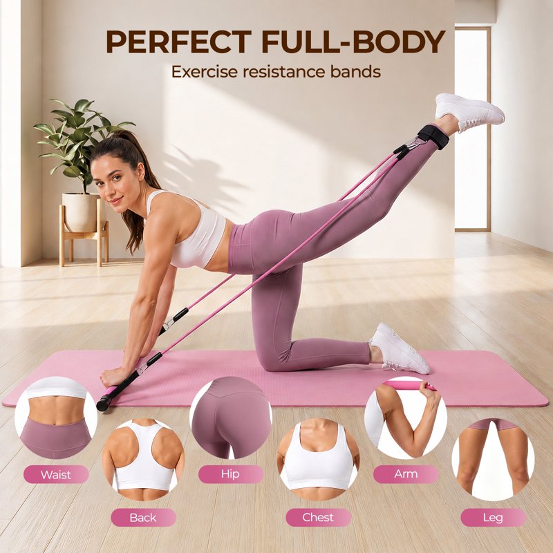 Adjustable Pilates Bar Kit with Resistance Bands for Full-Body Workout