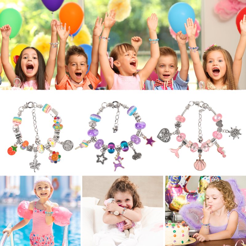 Girls Jewelry Making Kit with Charms & Organizer - 120 Pieces for Bracelets & Necklaces