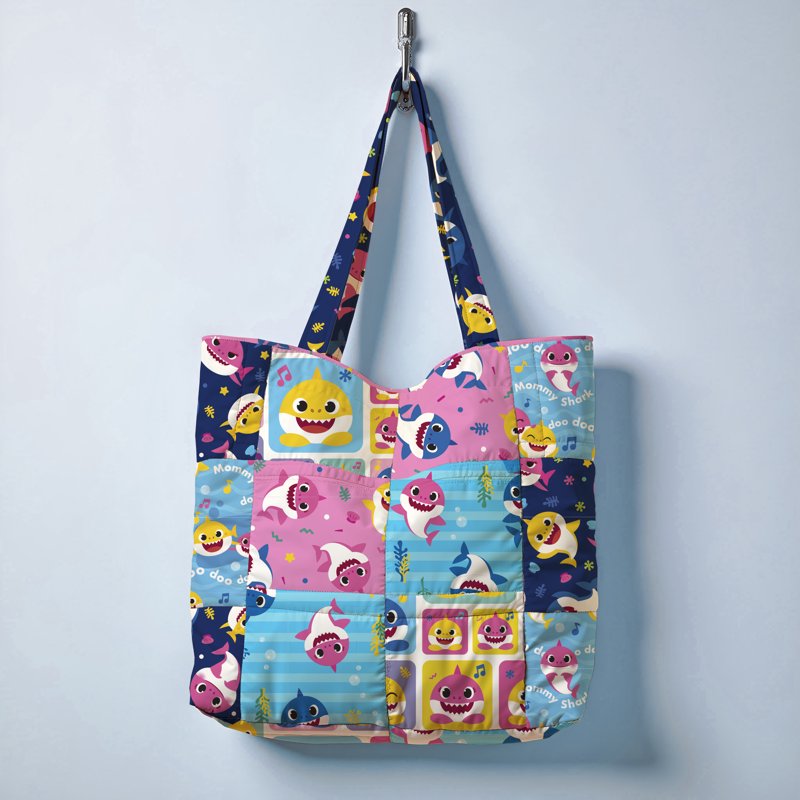 Baby Shark Cotton Fabric Bundle - 18x21 Inches, Multi-Color, 5 Pieces for Quilting & Crafts