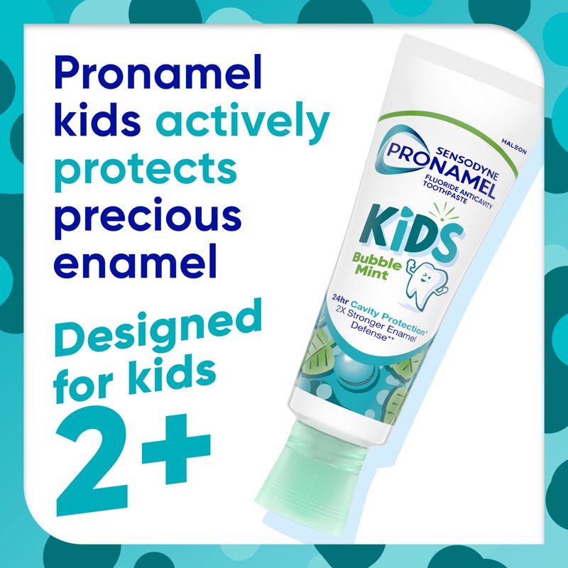 Kids Bubble Mint Fluoride Toothpaste - Cavity & Enamel Protection, 4 Oz