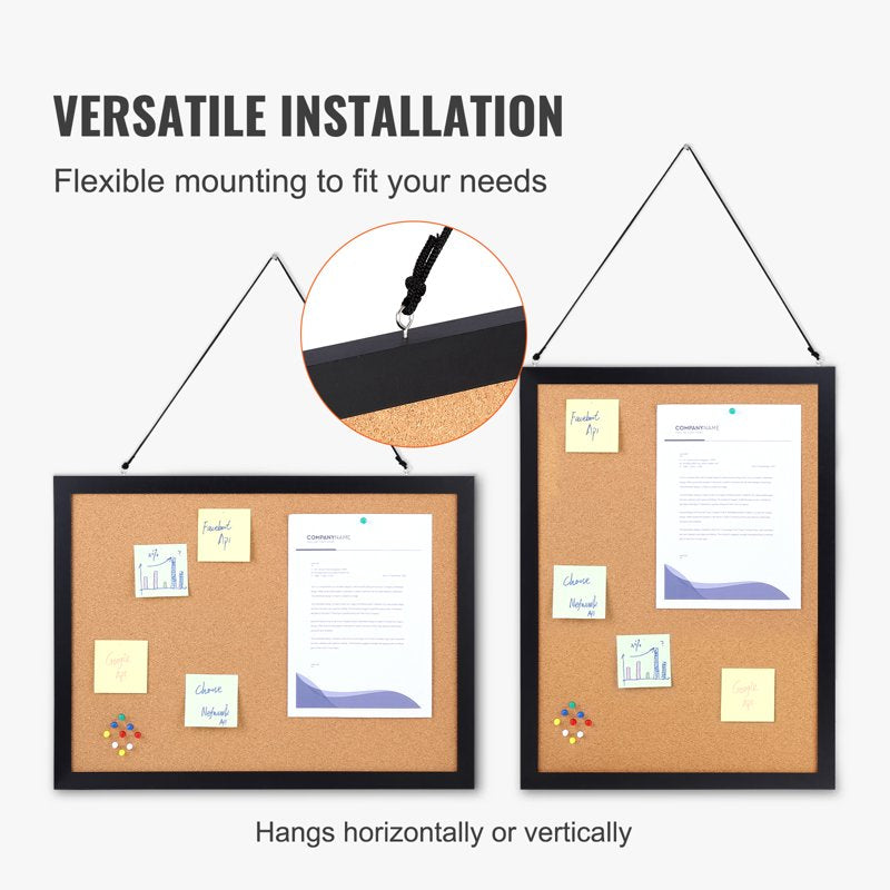 Double-Sided Notice Board 24x18 Inches with Thumbtacks - Office & Home Use