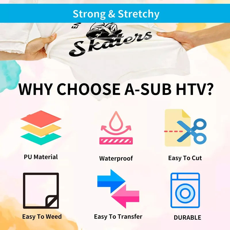 Sublimation HTV Vinyl Roll for Dark Fabrics - Matte White 12" x 20FT