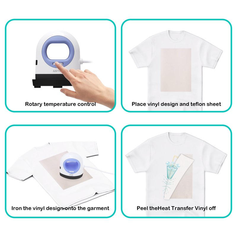 Mini Heat Press Machine Purple Portable DIY Iron with 4 Heat Settings