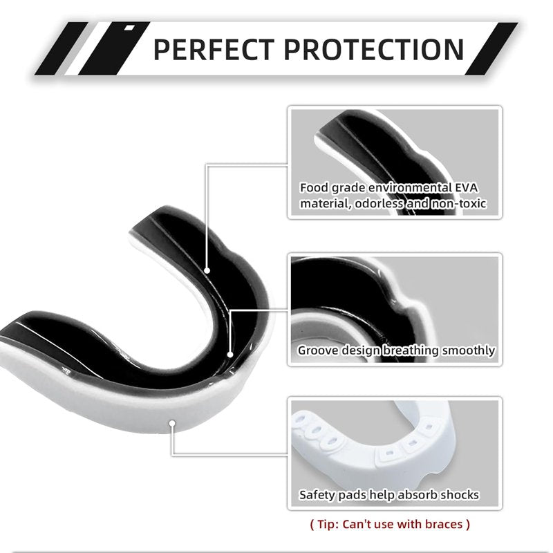 Kids Youth Sports Mouth Guard Set with Case for Football Lacrosse Soccer Boxing