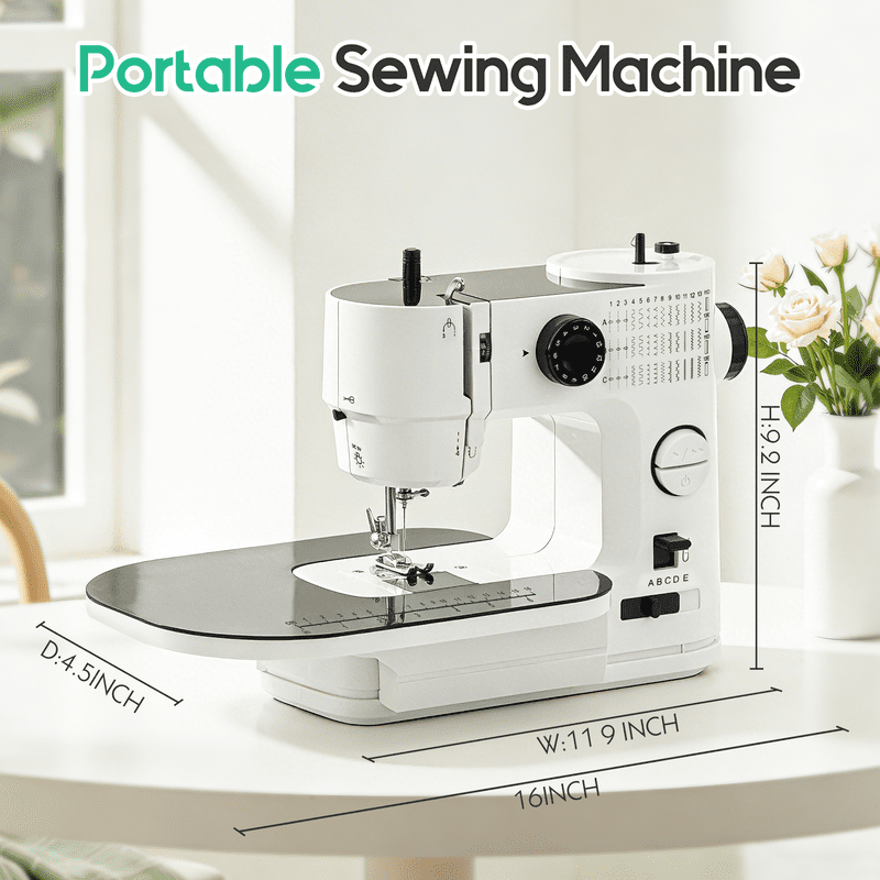 Portable Sewing Machine with 39 Stitches, Extension Table & Kits for Beginners