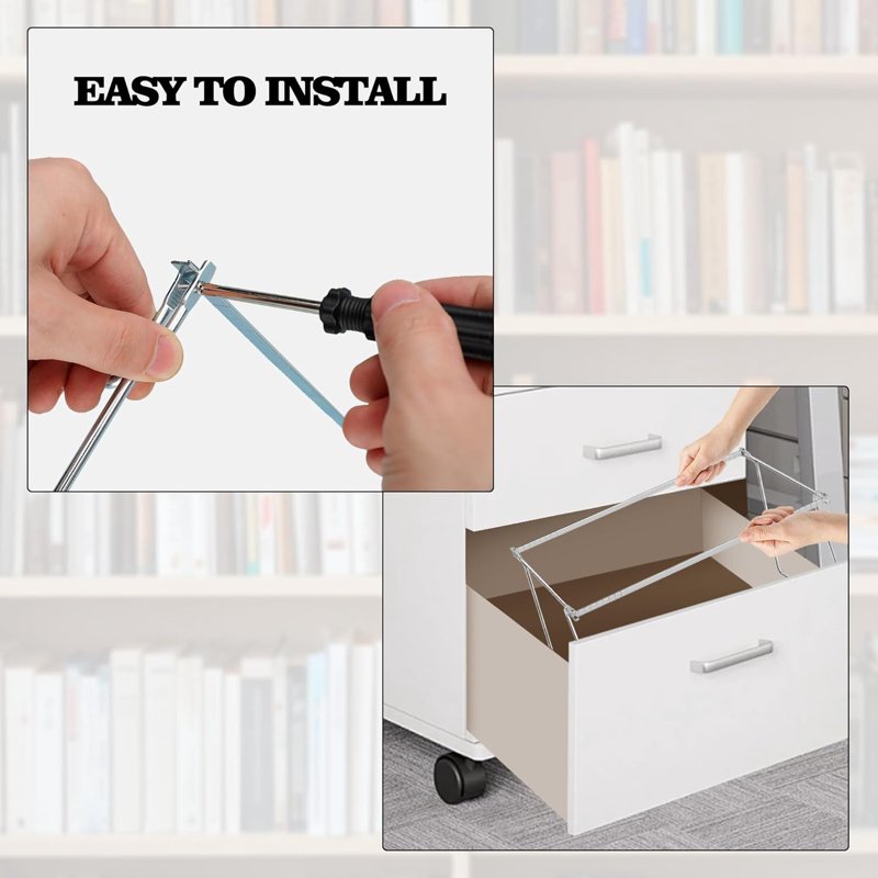 Heavy Duty Steel Hanging File Frame - Adjustable Letter Size Organizer, 2 Pack