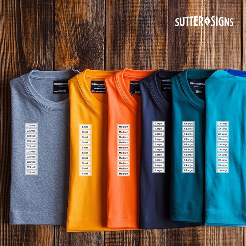 1500pcs Clothing Size Labels Set - Clear Durable Sticker Labels for Shirts, Pants & Accessories