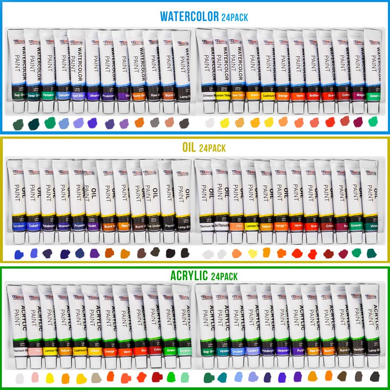 Professional Artist Painting Set with Easel, 72 Colors, Brushes & Canvases