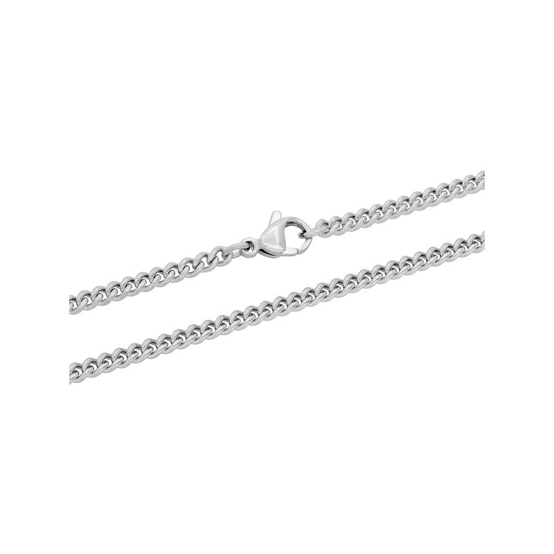 Men's Silver-Tone Stainless Steel Curb Link Necklace - 18 Inch