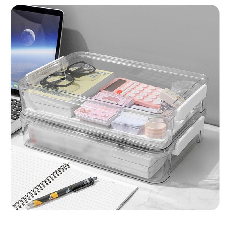 A4 Document Storage Box Office File Organizer Stackable Clear Plastic