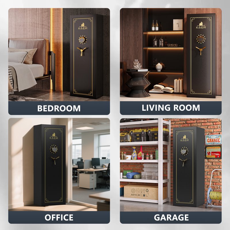 Large Biometric Gun Safe with Removable Shelf & Gun Rack - Secure Rifle & Pistol Storage