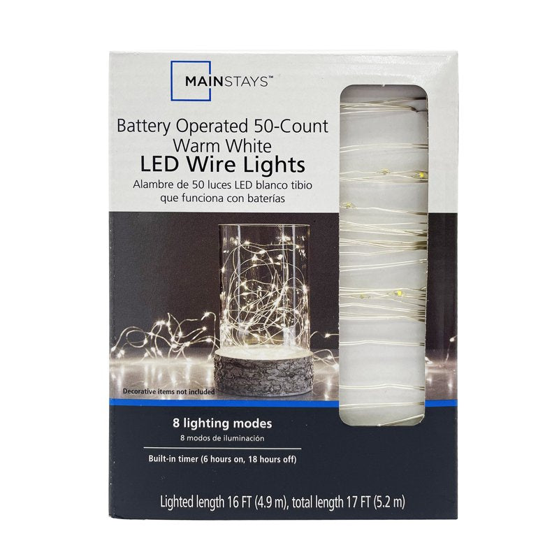 Battery-Operated LED String Lights 50 Count 8 Modes Indoor Outdoor Decor
