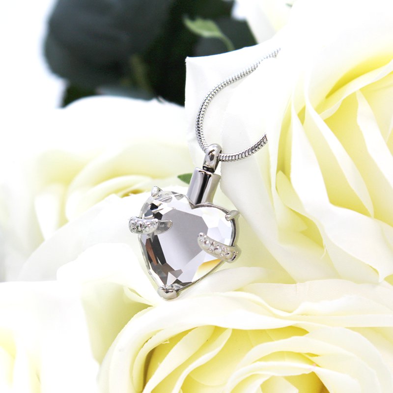 Personalized Heart Cremation Necklace for Ashes with Engraving & Gift Box
