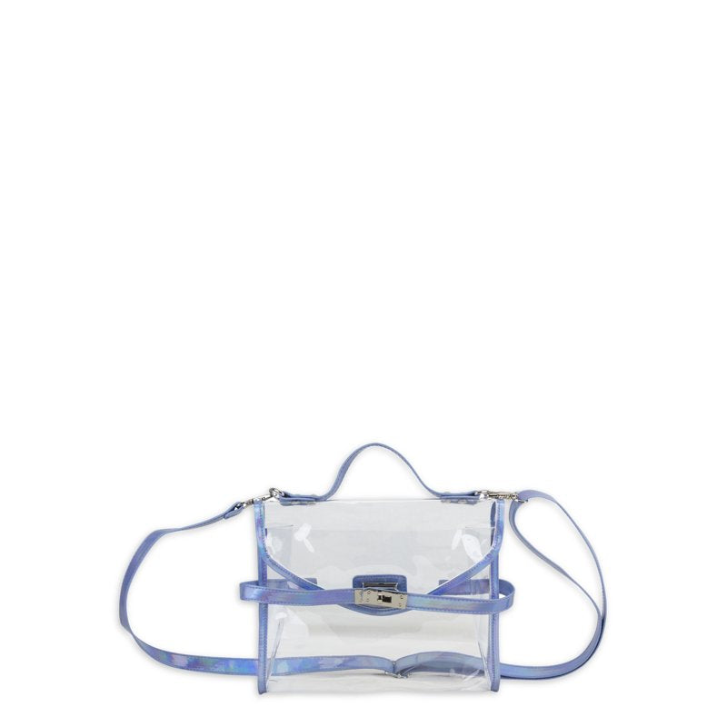Iridescent Crossbody Bag with Turnlock - Stadium-Approved Transparent Design