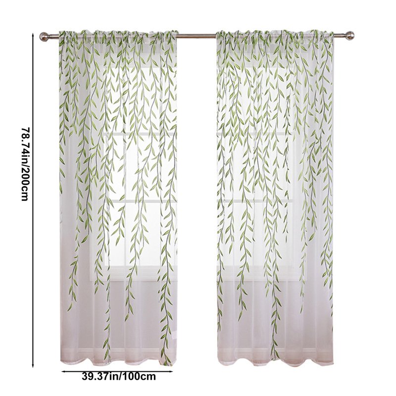 Sheer Curtain Set - Long Transparent Lace Gauze Drapes for Living Room & Bedroom