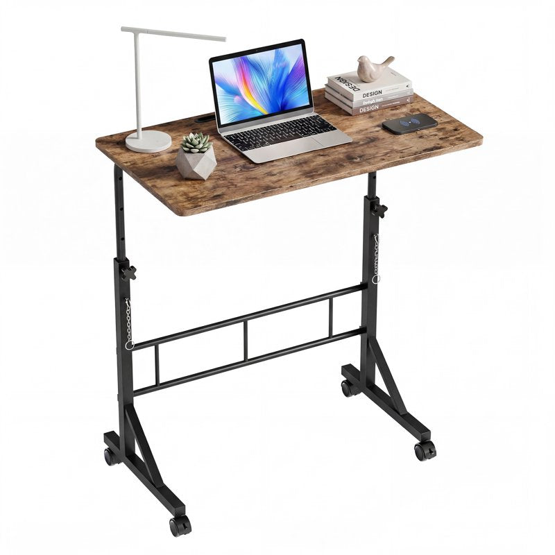 Height Adjustable Mobile Standing Desk with Wheels for Home Office