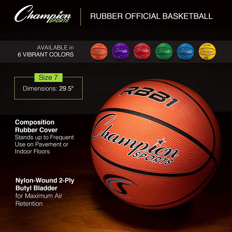 Rubber Basketballs - Size 7, 29.5 Inch, Indoor & Outdoor Play