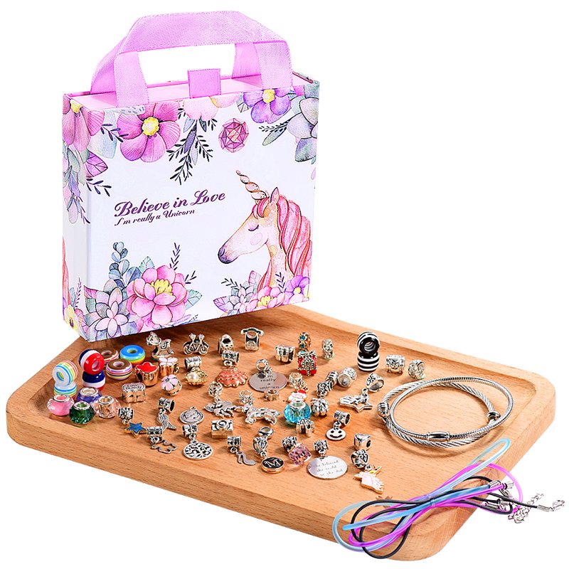 Jewelry Making Kit for Kids Girls - Unicorn Charm Bracelet Craft Set for Ages 6-12