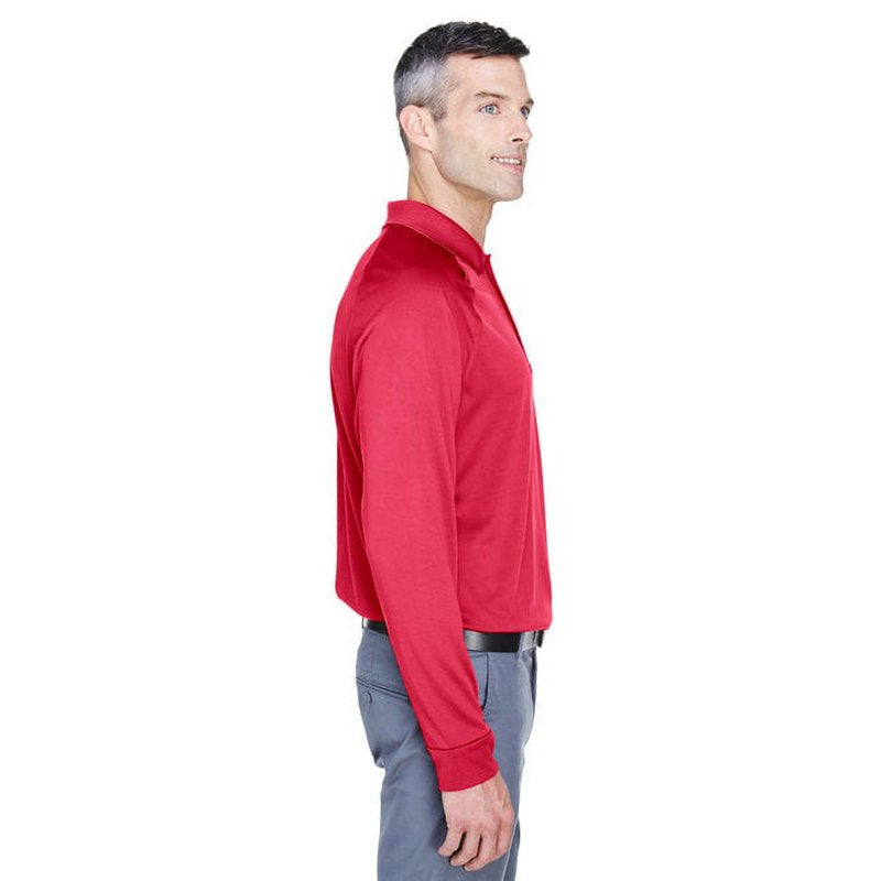 (4 Pack) Harriton M211L Men’s Advantage Long Sleeve Tactical Polo - Red, Size S