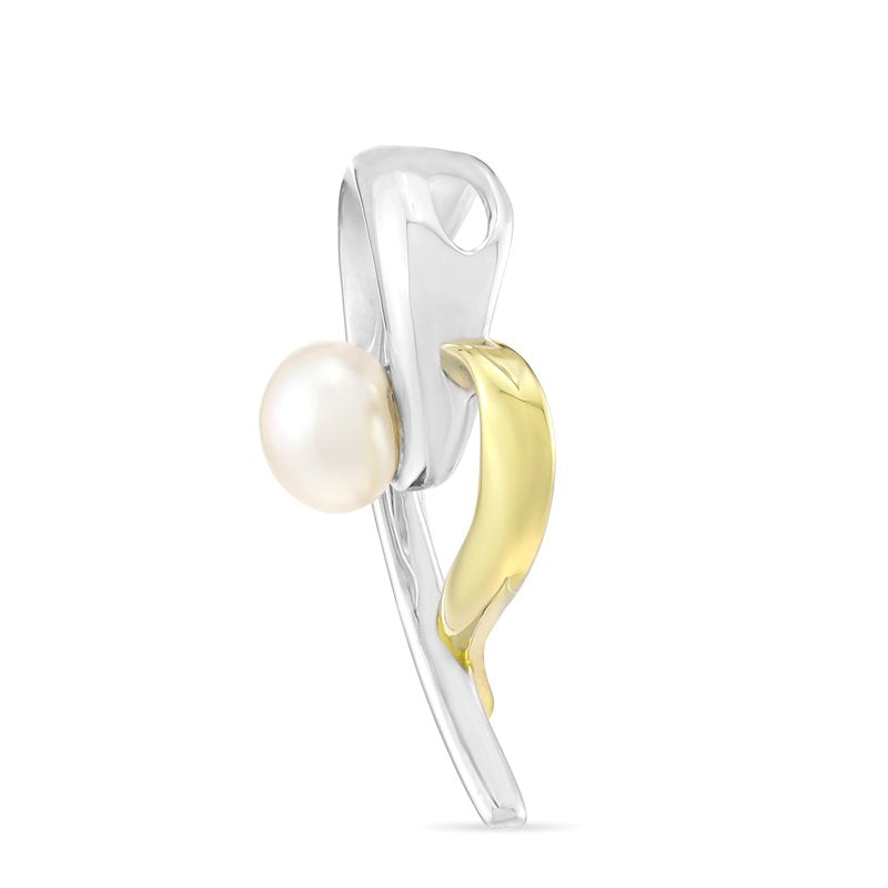 Women's 14K Gold Plated Sterling Silver Pearl Heart Pendant Necklace - 18 Inch