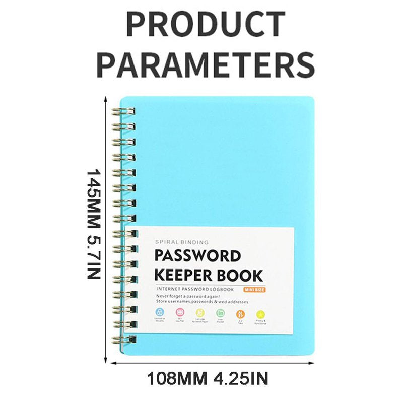 Password Book with Alphabetical Tabs - Compact Password Organizer for Home & Office