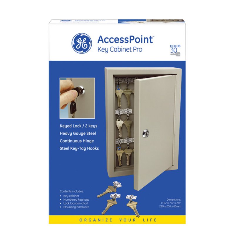 Steel Key Cabinet with Cam Lock, 30-Key Capacity, Beige Enamel Finish