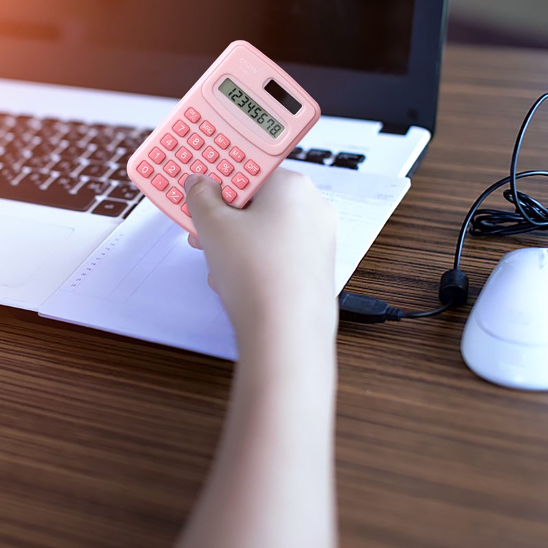 Pink 8-Digit Desktop Calculator for Home Office School Portable Handheld