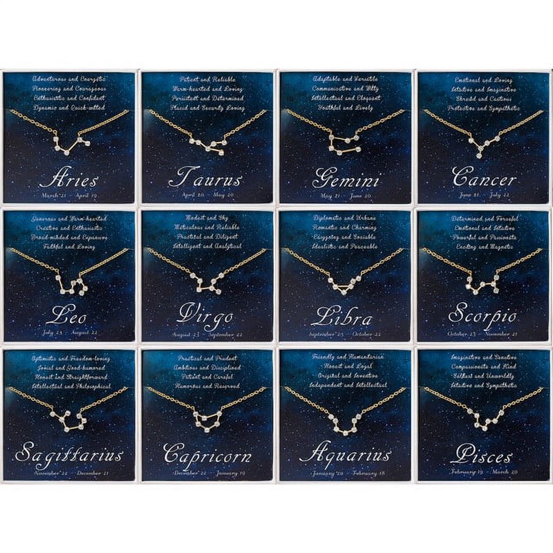 Horoscope Constellation Necklace - Zodiac Pendant in Gold, Rose Gold, Silver