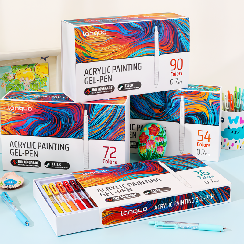 Acrylic Gel Pen Set - Retractable 0.7mm Tip, Large Capacity, Multicolor for Art & Journaling
