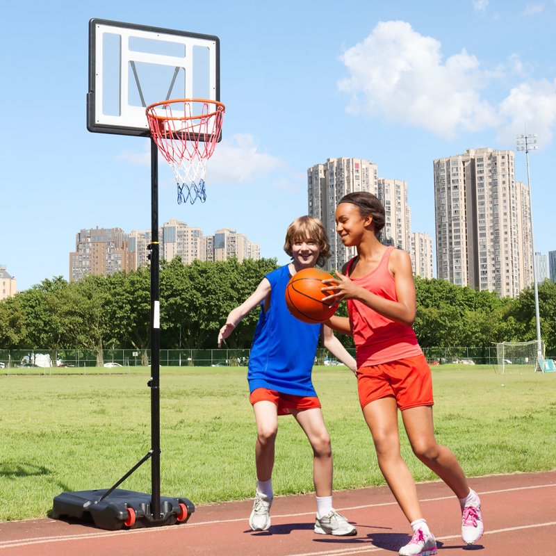 Portable Basketball Hoop System with Adjustable Height 6.5-8 ft and PVC Backboard