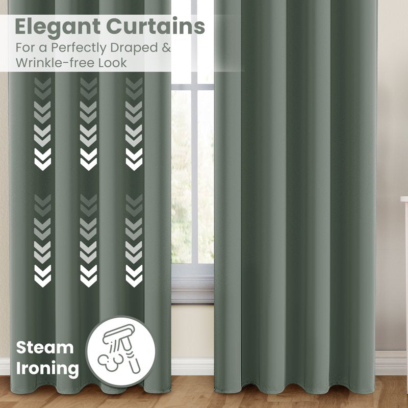 Blackout Curtain Set of 2 - Thermal Insulated Light Blocking Noise-Reducing Drapes for Living Room & Bedroom