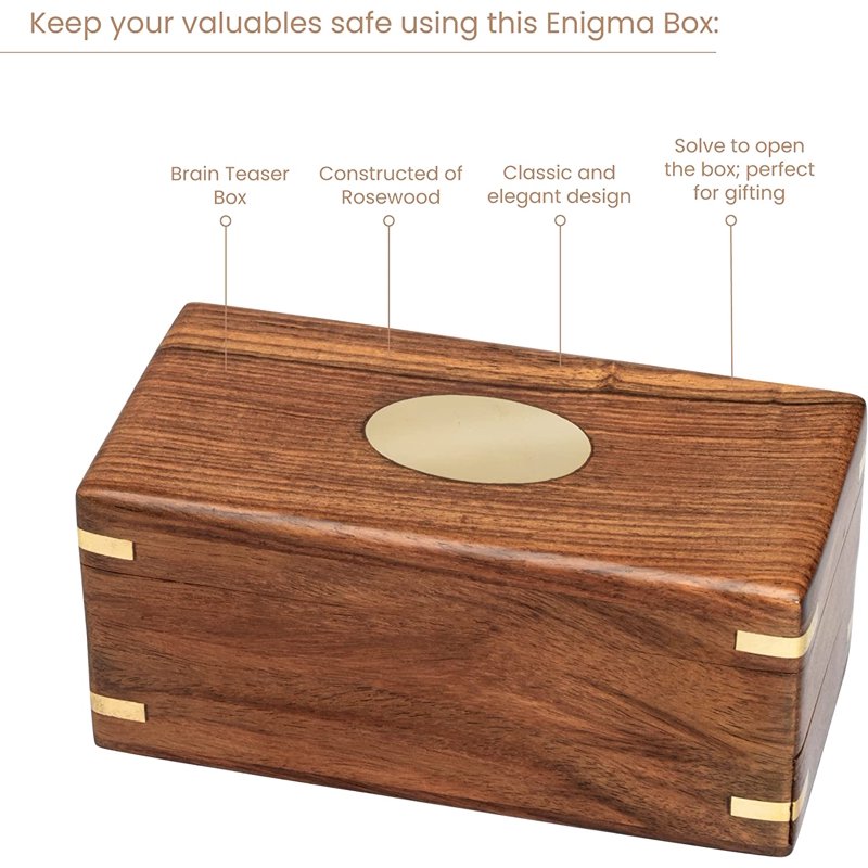 Wooden Puzzle Box with Secret Compartments - Money & Jewelry Holder