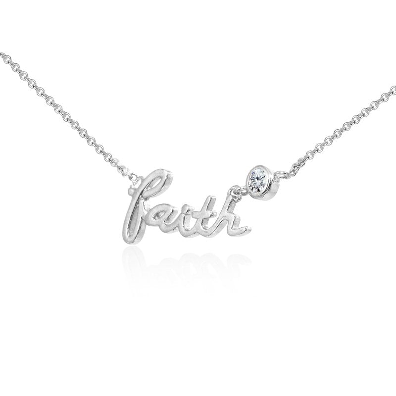 Sterling Silver Faith Choker Necklace with CZ Accent for Women & Teens