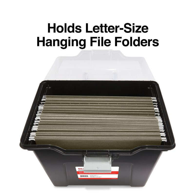 Staples Letter-Size Portable File Tote with Organizer Tray Black