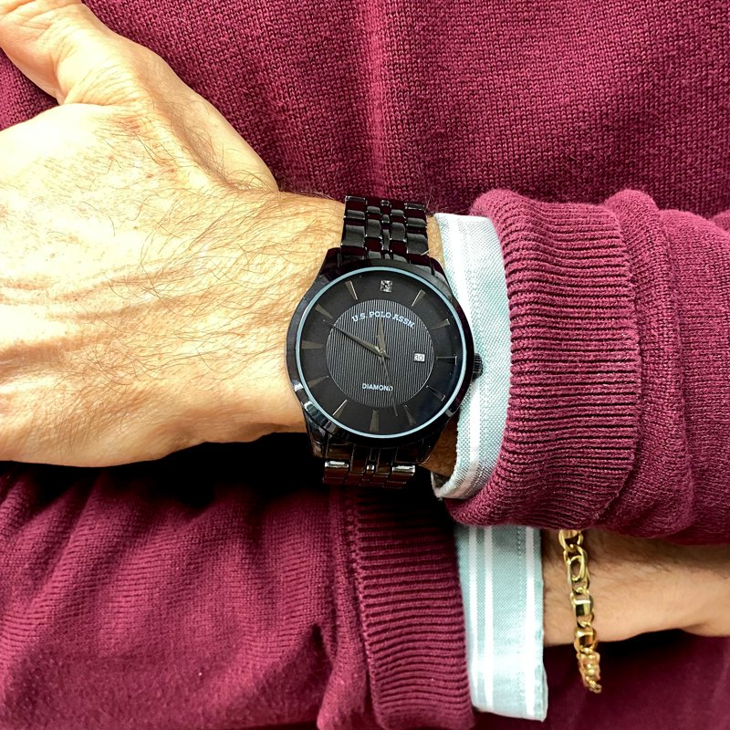Men's Analog Bracelet Watch with Black Diamond in Gunmetal - Casual & Stylish