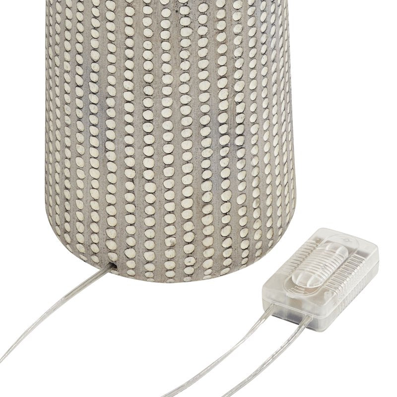 Leisa Mid Century Modern Floor Lamp with Hammered Pattern and Linen Shade - Natural Finish