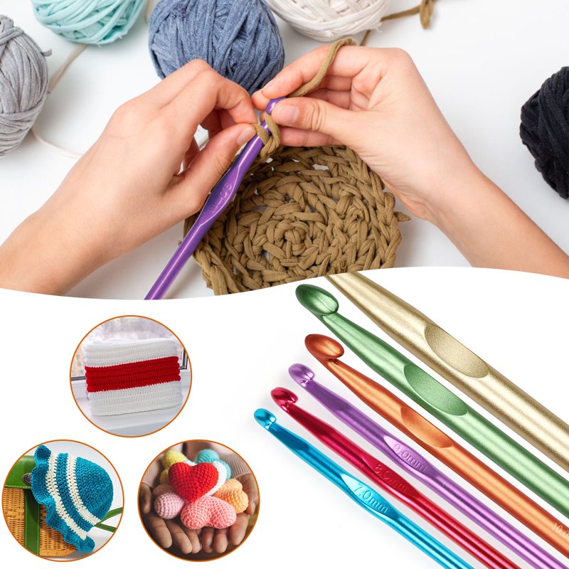 Large Aluminum Crochet Hooks Set for Thick Wool with Storage Case