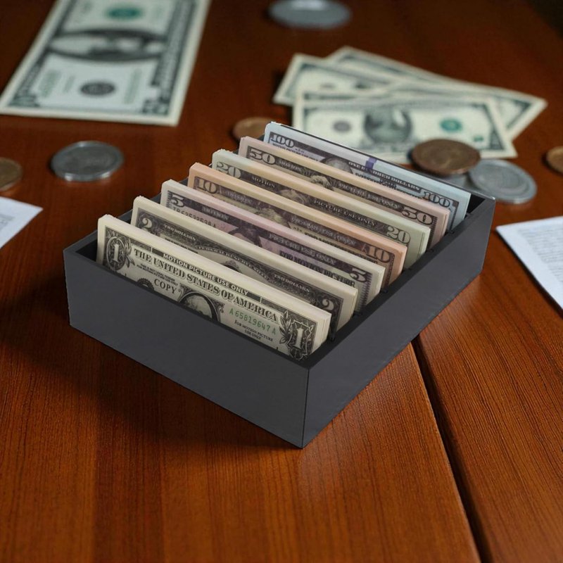 Adjustable 8-Compartment Money Organizer for Cash & Receipts - Made in USA