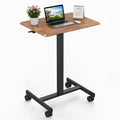 EDX Height-Adjustable Standing Desk with Mobile Wheels - Rust Brown