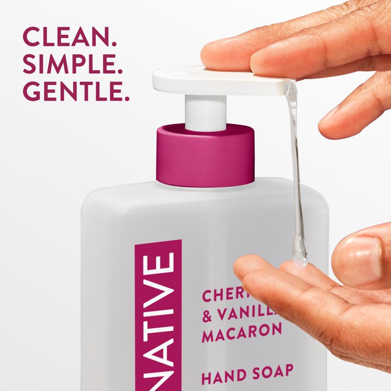 (6 Pack) Native Liquid Hand Soap, Cherry & Vanilla Macaron - Non-Drying, Sulfate Free, 13 fl oz Pump