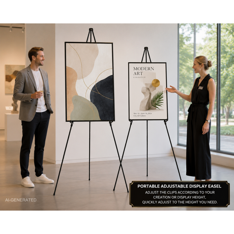 Adjustable Art Easel Stand with Clips & Carry Bag - Portable Folding Display Stand for Painting & Signs