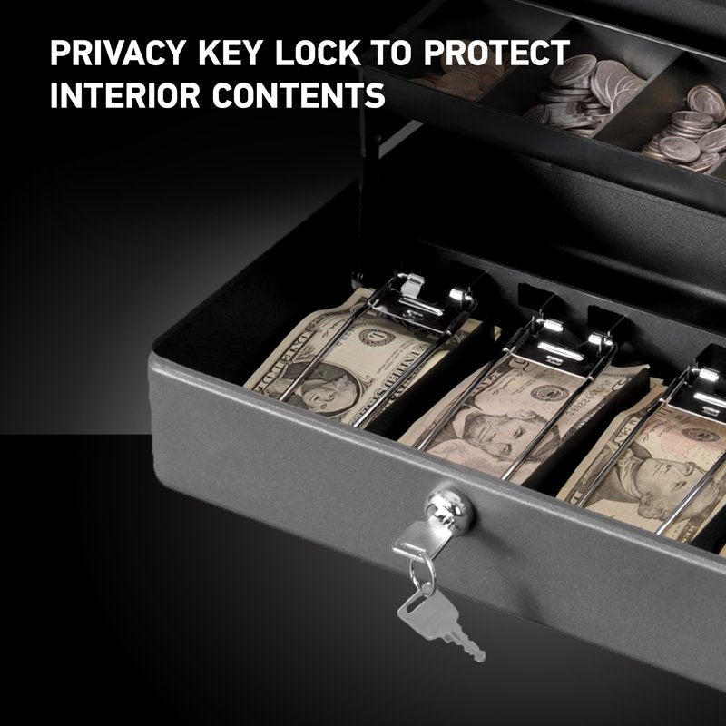 SentrySafe Deluxe Cash Box with Key Lock, 0.23 cu ft Secure Money Organizer