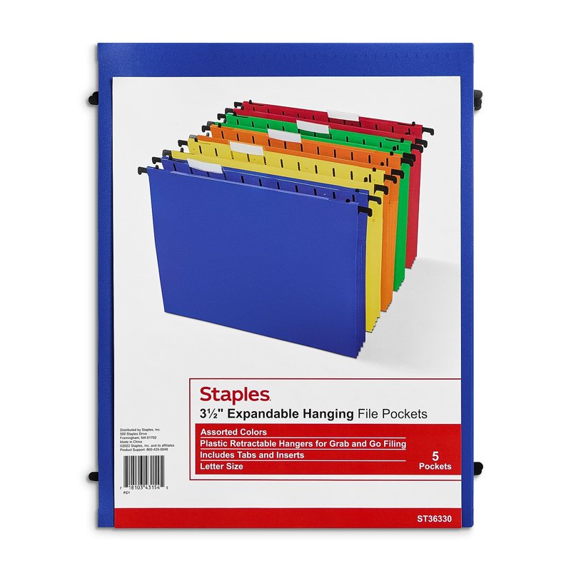 Poly Expanding Hanging File Folders Letter Size Assorted 5-Pack