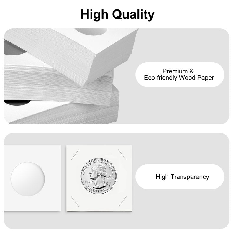200pcs Cardboard Coin Holders 2x2 Inch for Coin Collecting & Display