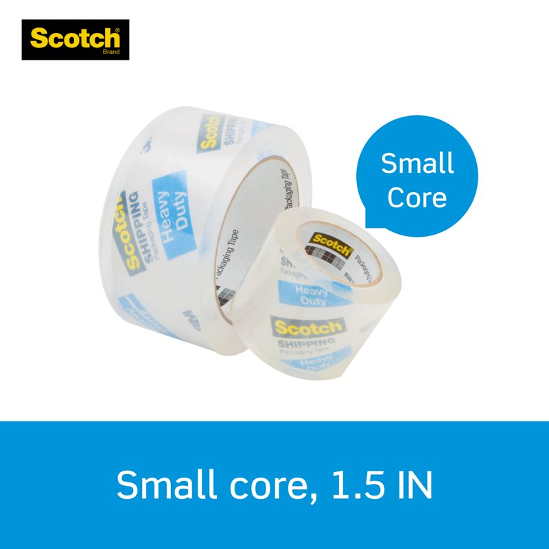 Single Scotch Heavy Duty Shipping Tape Dispenser, 1.88" x 27.7 yd, Clear