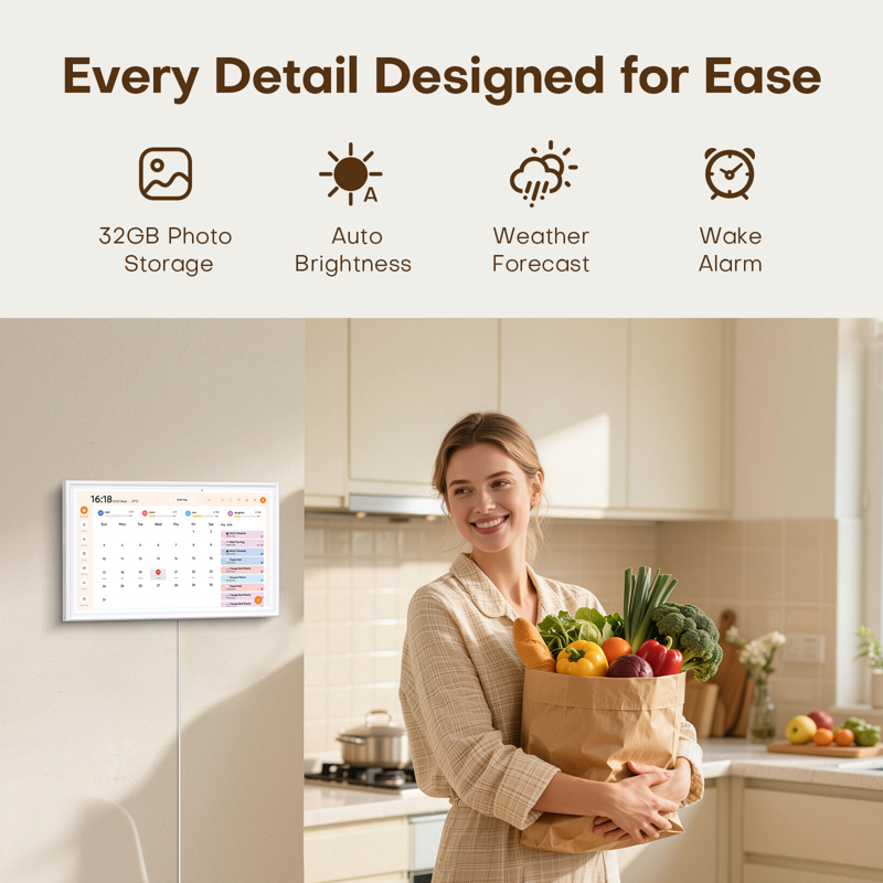 15.6-Inch Touchscreen Family Digital Calendar with Chore & Meal Planner
