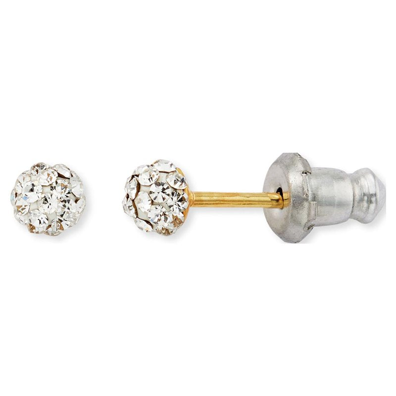 Children's Crystal Earrings Set - 14K Gold Plated Sterling Silver Studs & Hoops